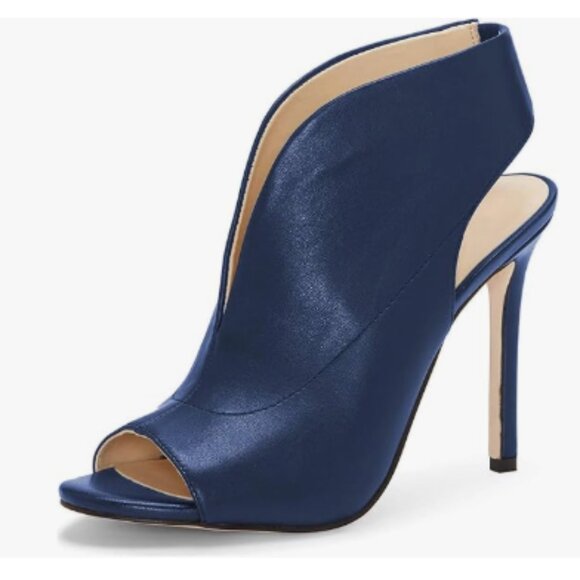 YDN Navy Chic Slingback Peep Toe Stiletto High Heel Ankle Boots Cutout Sandals - Picture 1 of 8
